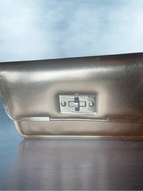 Brand new with tag Metallic shine silver Women's Shoulder Clutch with Turn-Lock